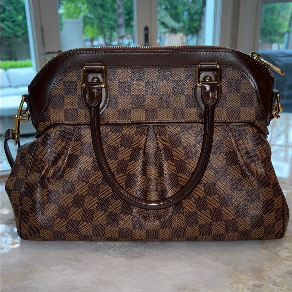 Louis Vuitton Brown Satchel with Damier Ebene Canvas